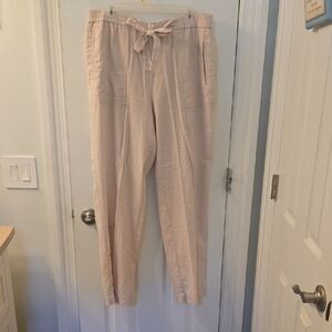 Rafaella Cream Linen Blend Pants Modern Minimalist NWOT    (#4)